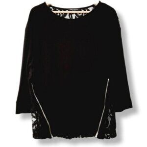 GREEN ENVELOPE Los Angeles SemiSheer Lace Back Top Black Sz M